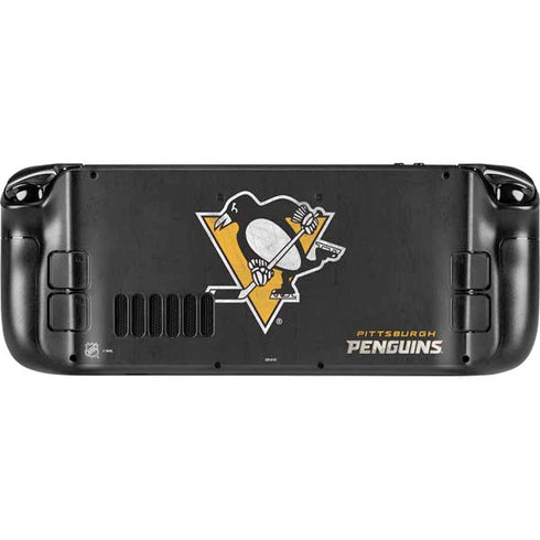 NHL Pittsburgh Penguins Distressed Steam Deck Handheld Gaming Computer Skin